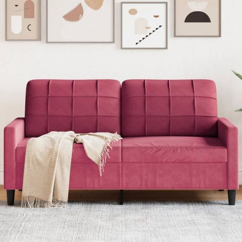 Vidaxl 2-Sitzer-Sofa Modern aus Samt und Metall in Rot, Breite: 140 cm - Bild 1