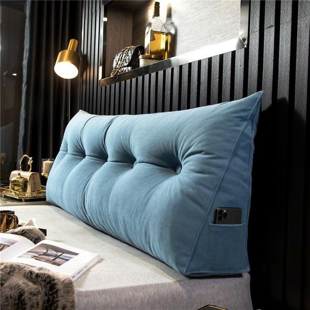 Dreieckiges Keilkissen von SepJiu in Blau zur Linderung von Rückenschmerzen für Sofa und Bett, B/T/H: 60 x 50 x 20 cm - Bild 1