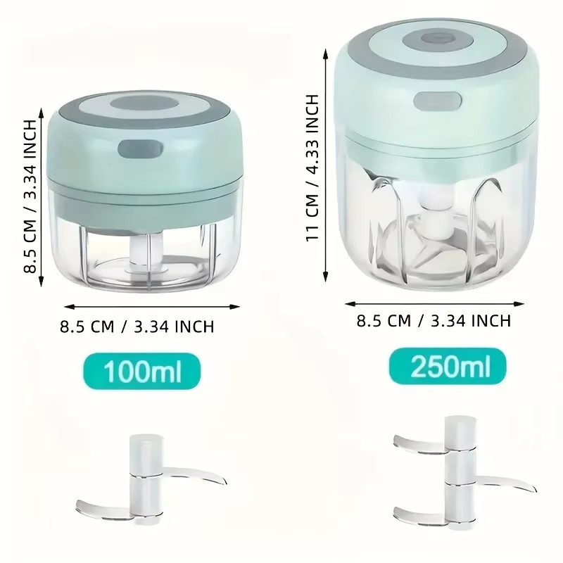 Elektrischer Mini-Knoblauchzerkleinerer von XMSJ als tragbarer Küchenprozessor für Gemüse und Lebensmittel, USB-betrieben, Farben: Grün oder Weiß - Bild 3