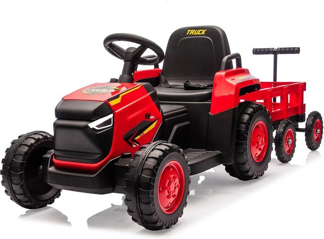 HiMISS 12-V-Elektrotraktor mit abnehmbarem Anhänger, Aufsitz-Elektroauto, mit Fernbedienung, ab 3 Jahre - Bild 1