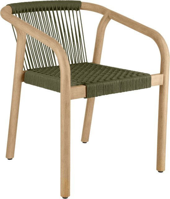 VEGA Outdoor-Stuhl Kando Set aus 2 Stück, Sitzfarbe Oliv, Gestell Natur, stapelbar, B/T/H: 58 x 58 x 75 cm - Bild 1