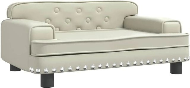 vidaXL Kindersofa in Creme aus Kunstleder mit Kiefernholz, B/T/H: 70 x 45 x 30 cm - Bild 1