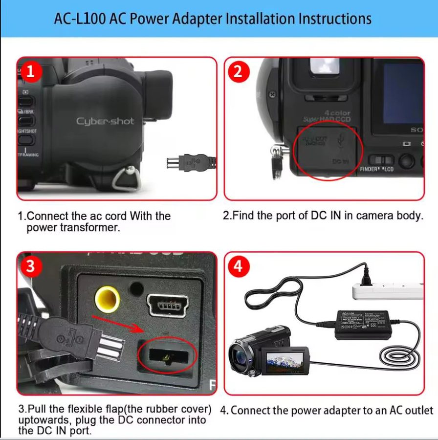 Sony AC-L100C Netzteil in Schwarz für Sony Kameras wie NX100, AX2000, MC2500 und HXR-NX3 - Bild 4