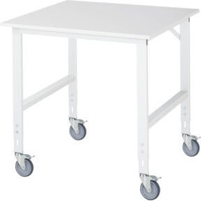 Rau Fahrbarer Arbeitstisch Tom in Grau und Weiß mit 22mm M-Platte, B: 100 cm, T: 100 cm, H: 91-123 cm - Bild 1
