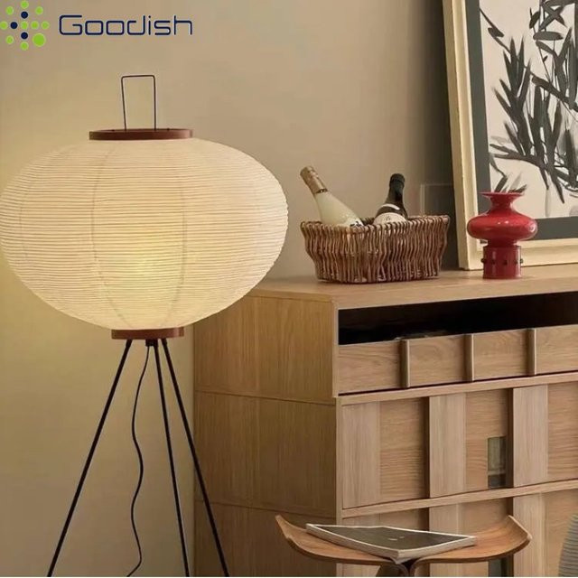 Moderne LED-Stehlampe in Kürbisform aus Papier und Metall, weiße Design-Leuchte für Kinderzimmer und Wohnraum, warmweißes Licht - Bild 1