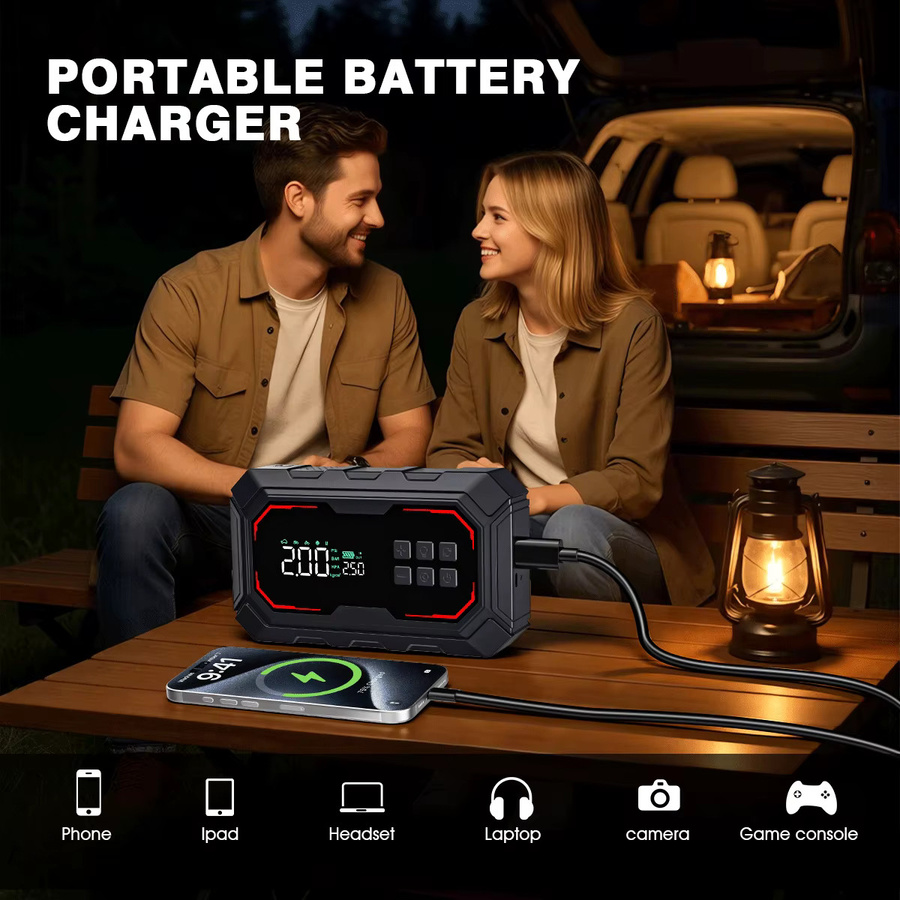 BIUBLE Starthilfe-Powerbank 21800mAh mit 1500A Auto-Batterie-Booster 12V und 150PSI Luftkompressor, tragbarer Reifenfüller mit LCD-Display, Schwarz - Bild 4