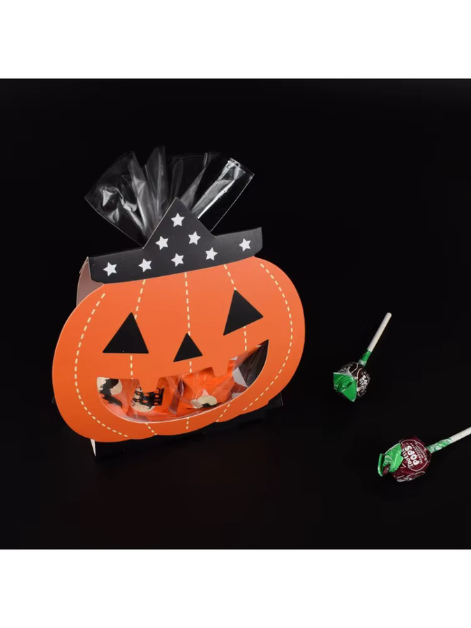 Halloween Geschenkboxen aus Papier mit Kürbis und Geist Motiv in Orange für Party Dekoration und Süßigkeiten Verpackung - Bild 4