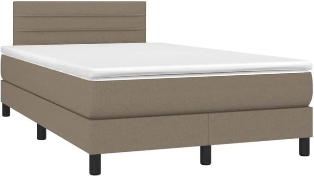 vidaXL Boxspringbett mit Matratze und LED-Unterbettbeleuchtung in Beige, Hybrid-Bett mit USB-Ladeport und Taschenfederkern, B/T: 120 x 200 cm - Bild 1