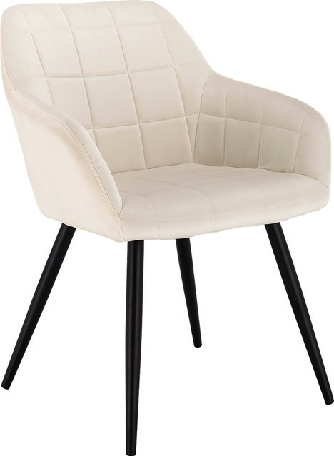 WOLTU Esszimmerstuhl mit Stahlbeinen und Samtbezug als moderner Wannenstuhl in Beige oder Schwarz - Bild 1