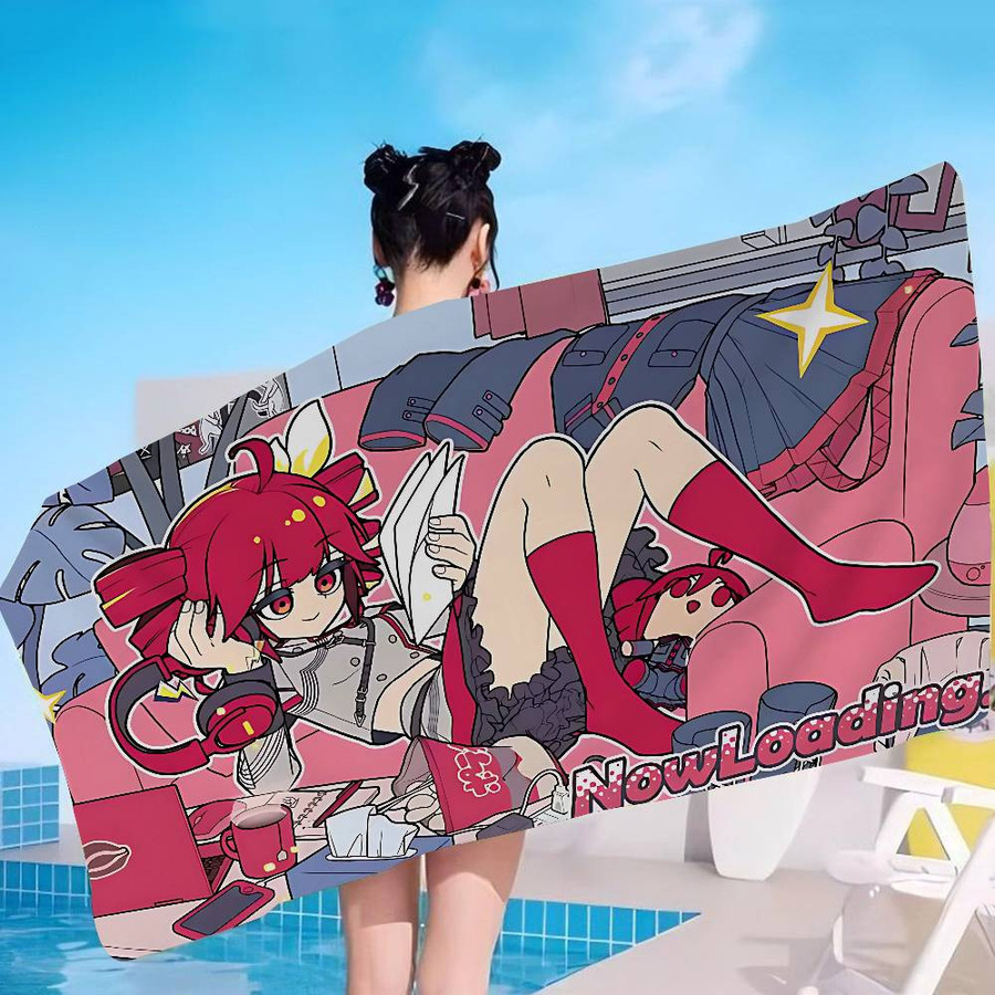 Dalangpa Kasanes Teto Anime Strandtuch, weiches und saugfähiges Handtuch für Kinder und Reisen, B: 30 cm, H: 60 cm - Bild 1