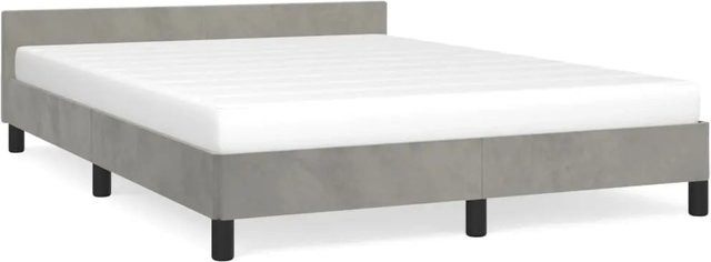 vidaXL Bettgestell mit Kopfteil aus Samt in Hellgrau, B/T/H: 140 x 200 x 143 cm - Bild 1
