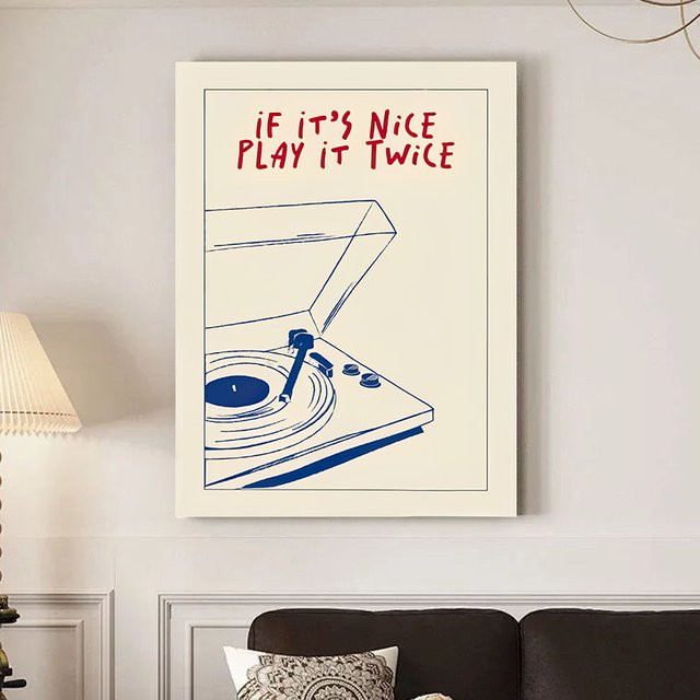 AliPaint Retro Mode Poster Leinwandmalerei mit Plattenspieler Motiv für dein Wohnzimmer Wandkunst Decor - Bild 1