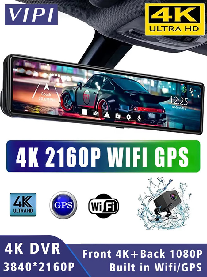 MYOLSD 4K Dash Cam mit GPS und WIFI, Dual Objektiv Auto Dashcam mit Rückfahrfunktion, Schwarz - Bild 6