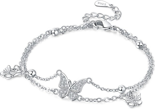 PANPOKI Armband, 925 Silber, Schmetterling, Doppelschicht, Damen - Bild 1