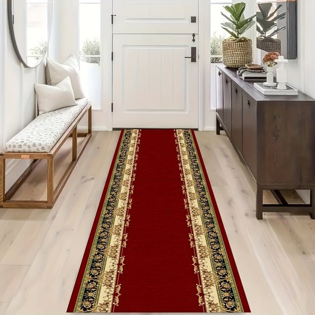 VIKAMA Vintage Flurmatte in Rot im böhmischen Stil für Flur, Wohnzimmer und Schlafzimmer, B/T: 120 x 40 cm - Bild 1