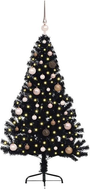 vidaXL Künstlicher Weihnachtsbaum mit Beleuchtung, Schwarz, Höhe: 150 cm, PVC - Bild 1