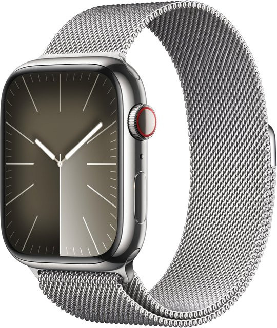 Apple Smartwatch Watch Series 9, GPS, Edelstahl, 45 mm, Silber - Bild 1