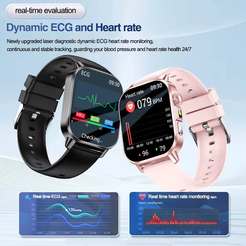 GUHUAVMI EKG Smartwatch Schwarz mit Blutdruckmessung, Blutsauerstoffsensor und Gesundheitsdiagnose für Männer und Frauen - Bild 3