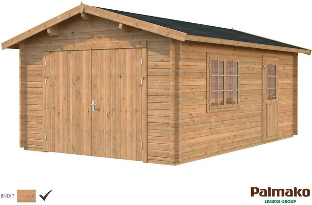 Palmako Holzgarage Roger aus Fichte in Braun mit Holztor, Breite: 360 cm, Tiefe: 550 cm - Bild 1