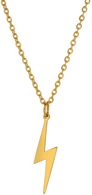 YULIN Halskette Blitz-Anhänger, Edelstahl, Gold, Damen, 47,5 cm - Bild 1