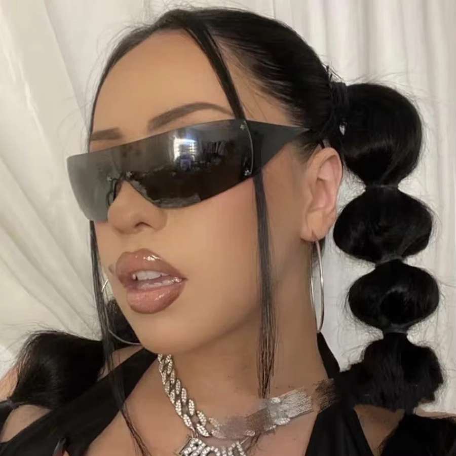 Unregelmäßige Hip Hop Sonnenbrille, Unisex, rectangular, black, plastic - Bild 2
