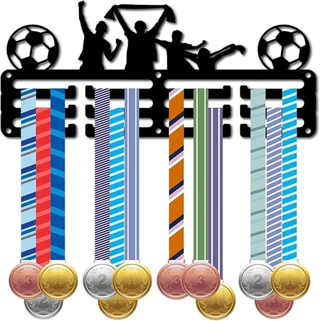 CIFBUY Medaillenhalter Fußball Wandkunst aus schwarzem Metall für Sport und Heimdekoration - Bild 1