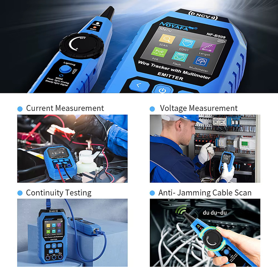 NOYAFA NF-B509 Multimeter und Ethernet-Kabeltester mit POE-Funktion und NCV in Blau - Bild 5