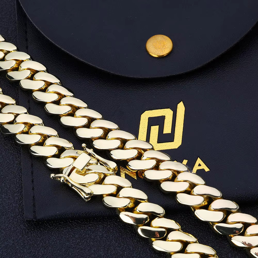 ESKEEM Halskette Miami Cuban Link, Messing, 14K vergoldet, Gold, Unisex - Bild 2