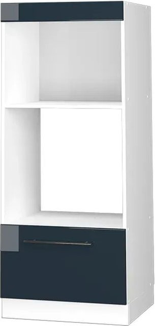 Vicco Mikrowellenschrank Fame-Line in Dunkelblau und Weiß Hochglanz mit Schubladen B/T/H: 60 x 48 x 153,6 cm - Bild 1