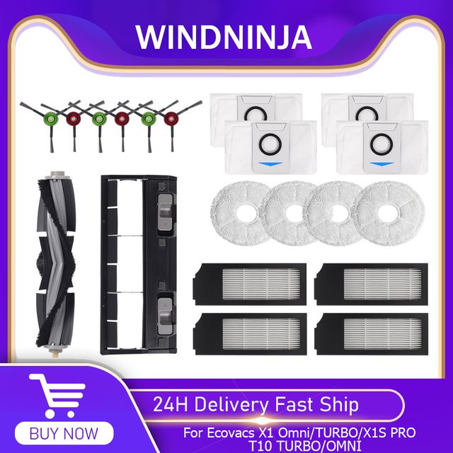 Ecovacs Deebot Ersatzteil-Set für T10 TURBO, OMNI, X1 TURBO, OMNI und X1S PRO mit Filtern, Wischmopps, Staubbeuteln, Hauptbürsten, Seitenbürsten und Abdeckung - Bild 1