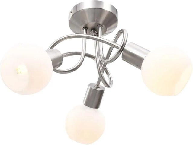 vidaXL Deckenleuchte aus verchromtem Stahl und Keramik in Chrom und Weiß für 3 E14 Glühlampen, B/T/H: 120 x 35 x 24 cm - Bild 1