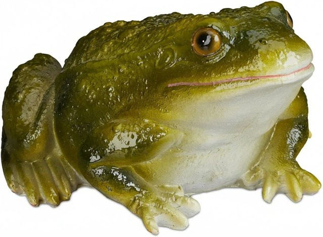 Relaxdays Gartenfigur Frosch aus Kunststein in Grün, wetterfest und frostfest, H x B x T: 15 x 9 x 13,5 cm - Bild 1