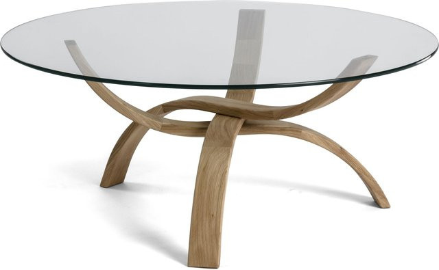 Couchtisch HASSE 7060 HK-105-45 aus massiver Asteiche in Braun mit Klarglas, B/T/H: 45 x 45 x 45 cm - Bild 1