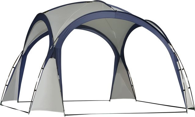 Outsunny Partyzelt und Gartenzelt in Cremeweiß und Blau, wetterfestes Festzelt mit Glasfaserstangen, B/T/H: 3,5 x 3,5 x 2,3 m - Bild 1