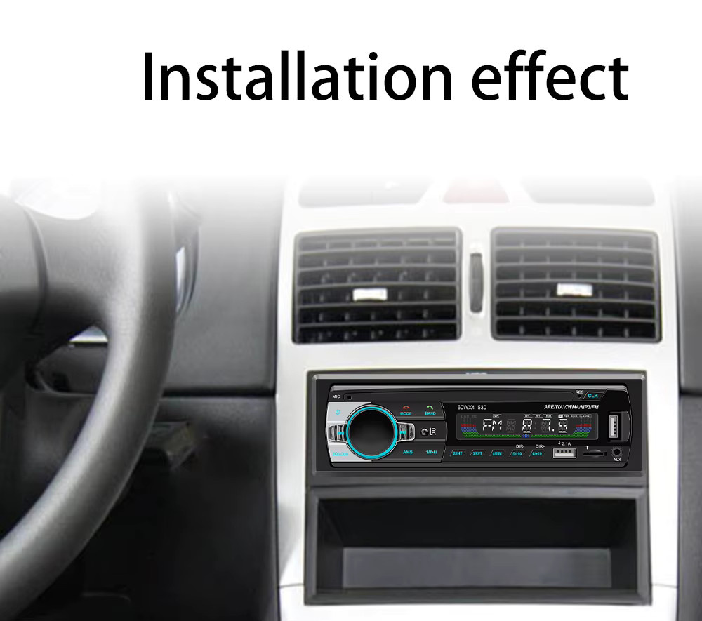 BQCC Universal Autoradio 1DIN MP3-Player mit Bluetooth, FM, AUX, USB und Telefonladefunktion in Schwarz mit 7 farbiger Beleuchtung für Volkswagen, BMW, KIA und FORD - Bild 6