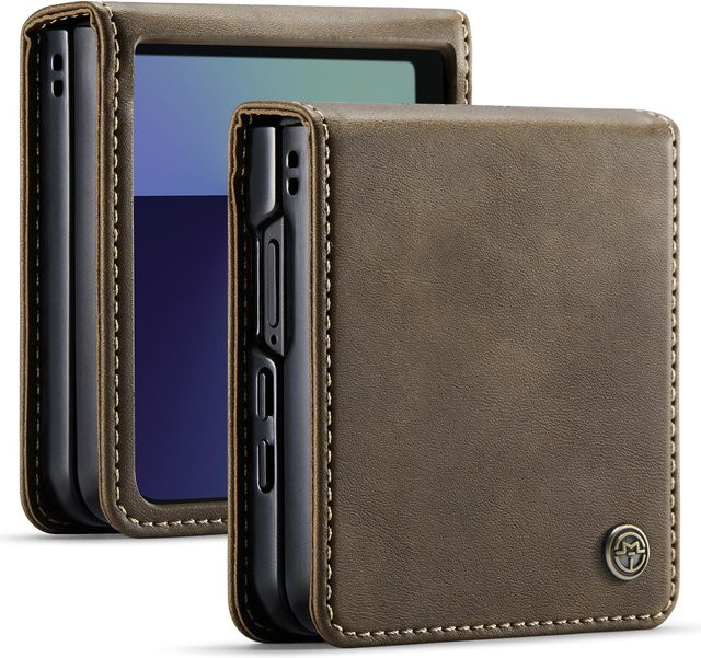 Olivenmond Leder-Flip-Hülle für Samsung Galaxy Z Flip 7 in Braun - Bild 1