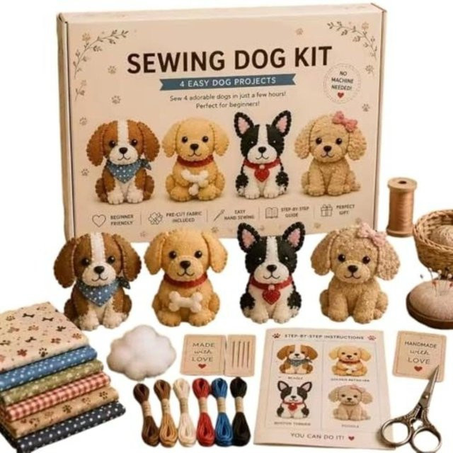 Cartoon Tiere Handgemachtes Nähset, Plüsch / Textil, beige - Bild 1