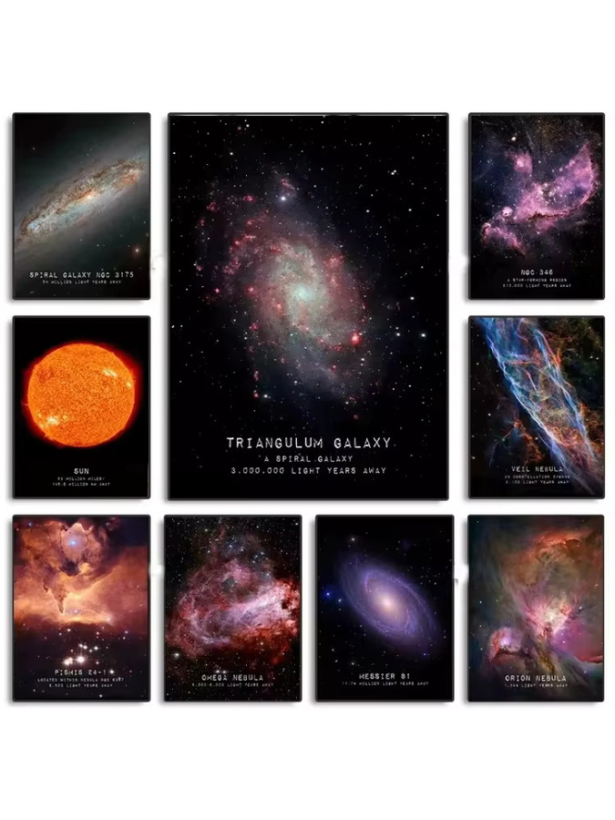 Potdemiel Leinwandgemälde Schmetterlingsnebel Andromeda-Galaxie Wandkunst Mehrfarbig - Bild 2