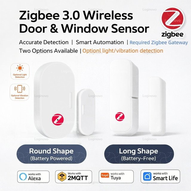 Coolo Zigbee Tür- und Fenstersensor mit Licht- und Vibrationserkennung in Weiß, kompatibel mit Alexa, Google Home und TUYA App - Bild 1