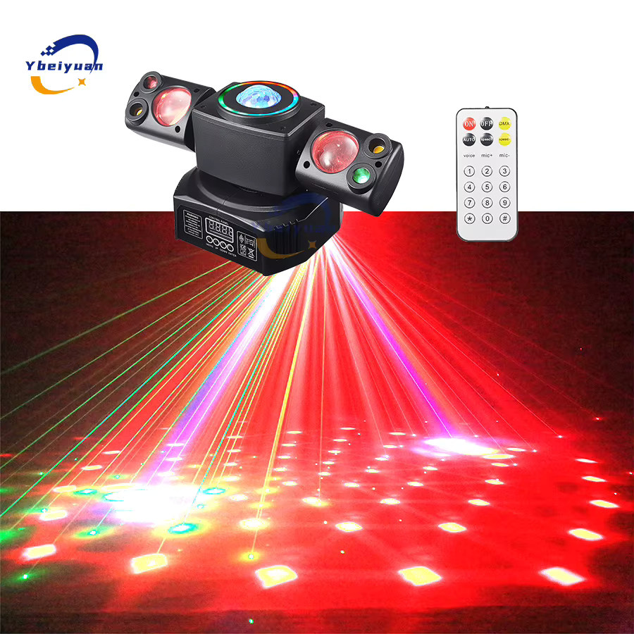 Ybeiyuan RGBW 60W Party Effekt Strahler mit Rot und Grün Laser Strobe, DMX512 und Fernbedienung für DJ, Disco und Bühne, Schwarz - Bild 2