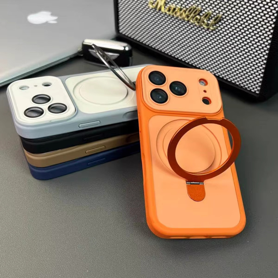 MagSafe Magnetische Handyhülle mit Metallring-Halter für Apple iPhone 17 Air 16 15 14 13 12 11 Pro Max Plus, Stoßfest, Schwarz - Bild 2