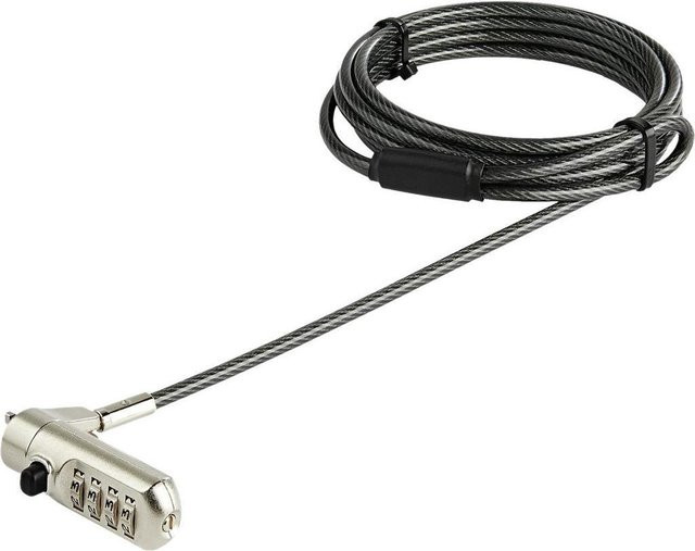 StarTech.com LTLOCKNANO Sicherheitskabelschloss mit 2m Kabel und Nano Lock in Silber, kompatibel mit Kensington, mit individuell wählbarer Zahlenschloss-Kombination - Bild 1
