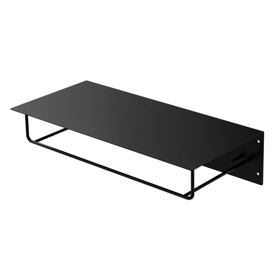 ML-Design Wandgarderobe mit Kleiderstange und Ablage aus Stahl in Schwarz matt, B/T/H: 60 x 30 x 15 cm - Bild 3