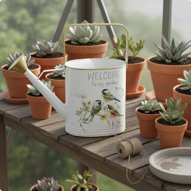 HomeVibe Haus Gießkanne aus Metall im rustikalen Stil mit langem Ausguss, Farbe: Milky White, 3l - Bild 1