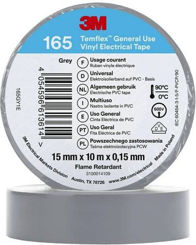 3M Temflex 165 Isolierband Grau Breite: 15 mm, Länge: 10 m - Bild 1