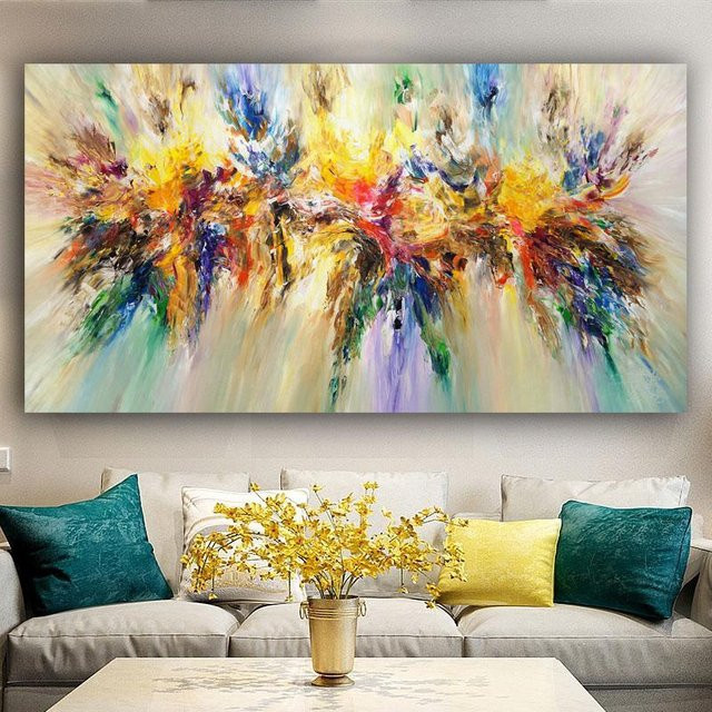 Abstraktes Blumen-Leinwandgemälde von aidegou20 in Multicolour für deine Wanddekoration, Höhe: 170 cm, Breite: 70 cm - Bild 1