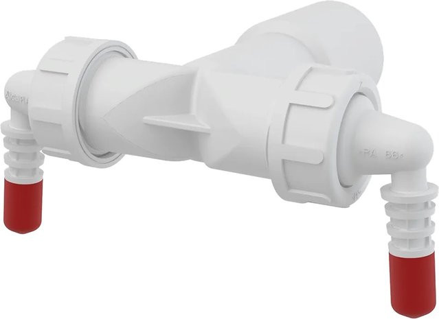 Alcadrain P157Z Doppelanschluss komplett DN40 / DN32 mit Rückschlagklappen und 8–16 mm Schlauchanschluss in Weiß - Bild 1