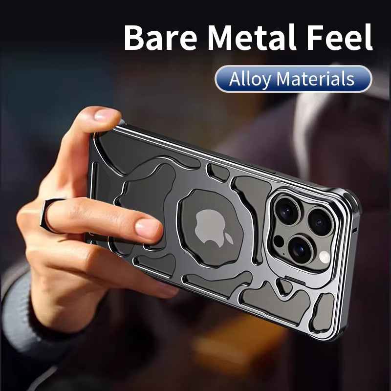 Magnetische Metall-Handyhülle für Samsung in Grau mit unsichtbarem Halter und abnehmbarer Aluminium-Kühlung, stoßfest - Bild 4