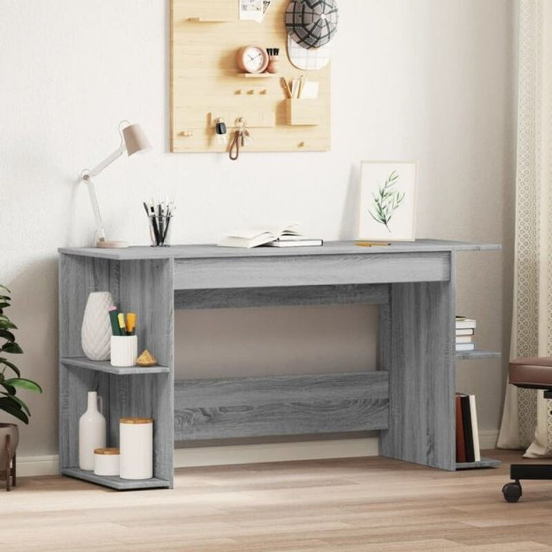 Moderner Schreibtisch aus Holzwerkstoff von Vidaxl in Grau, B/T/H: 140 x 50 x 75 cm - Bild 1