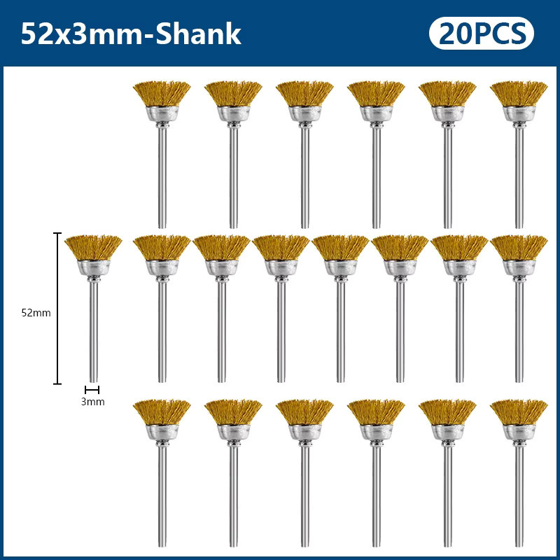 XCAN 20-teiliges Drahtbürsten-Set aus Messing in Gold für Dremel-Rotationswerkzeuge zur Metallrostentfernung - Bild 3